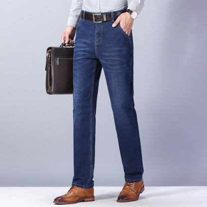 2024 Men's Loose Fit Stretch Denim Pants for Business
