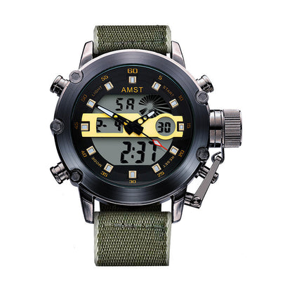 Men's multi-functional casual sports waterproof electronic watch with digital display and durable black strap