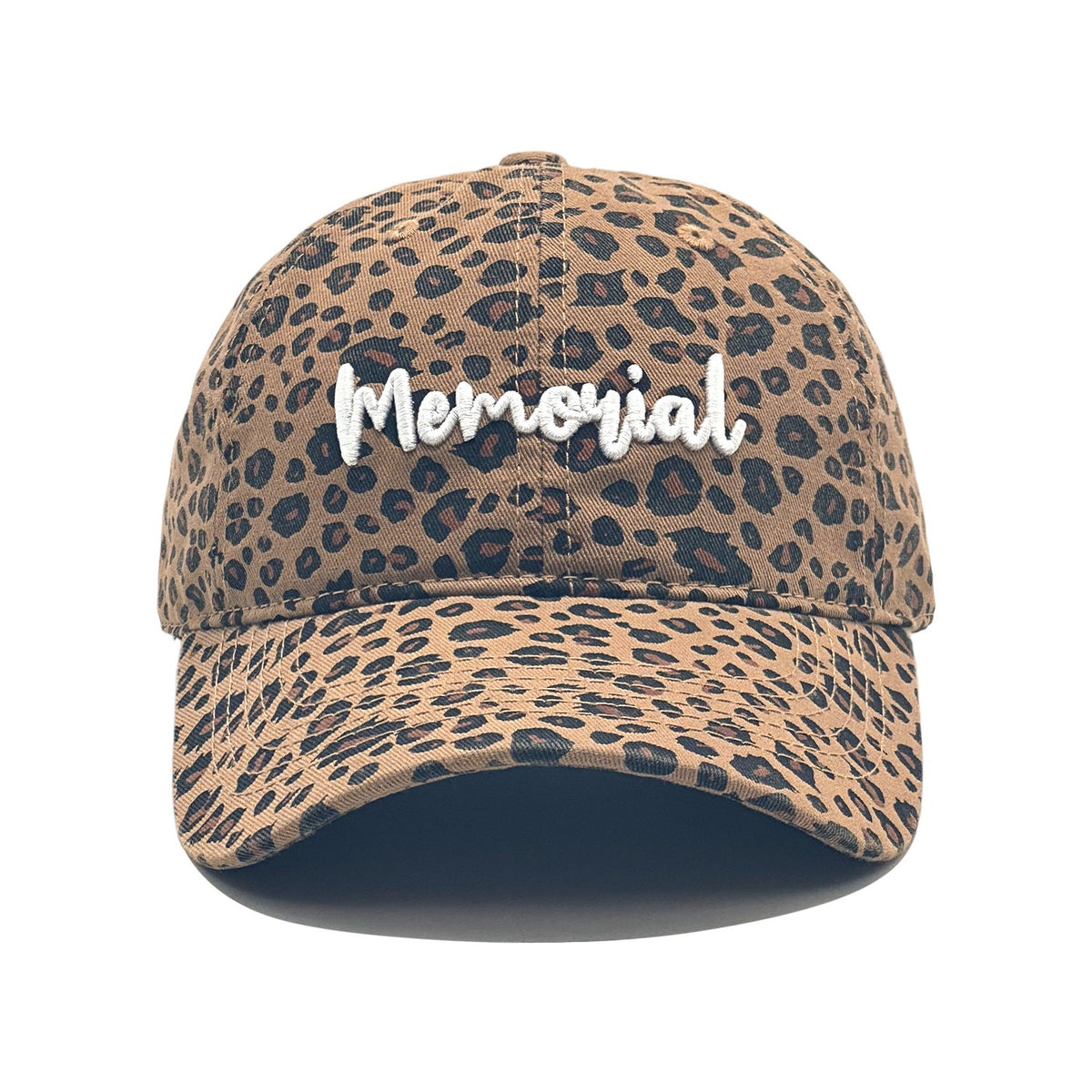 Retro leopard-print embroidered washed and distressed baseball cap