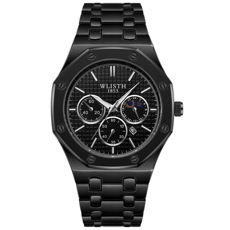 Women's luminous calendar watch with stainless steel strap by My Store