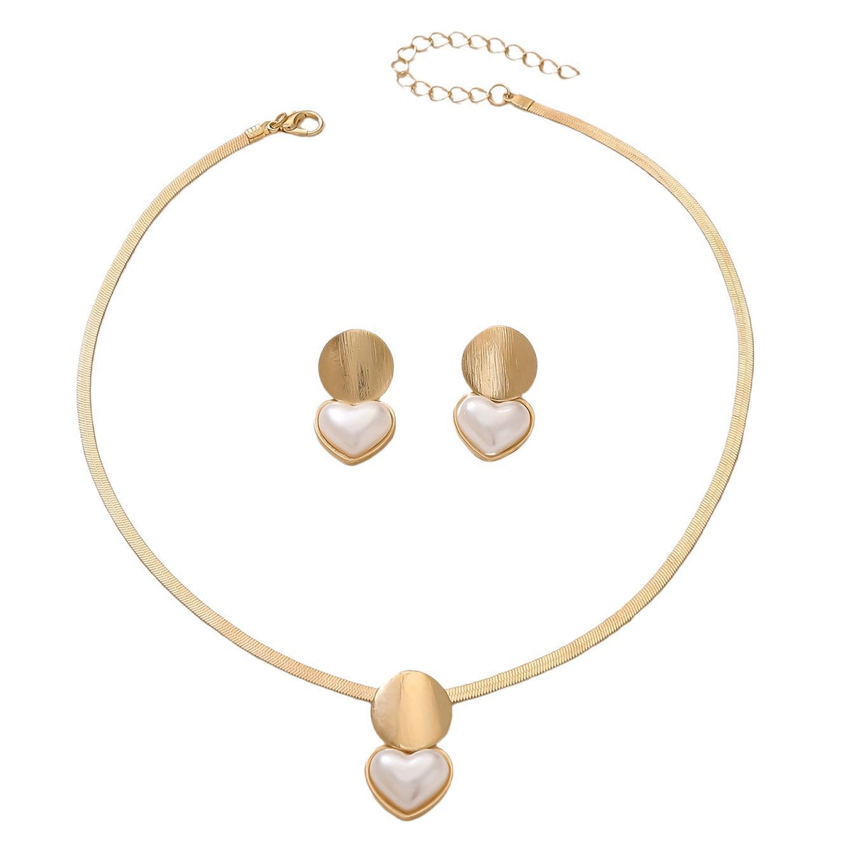 Women's creative round heart-shaped pendant necklace on a delicate chain, front view
