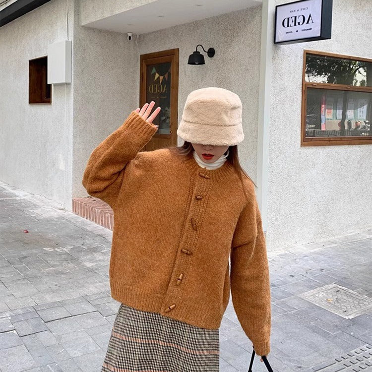 Idle Style knitted cardigan outerwear top in soft textured knit fabric