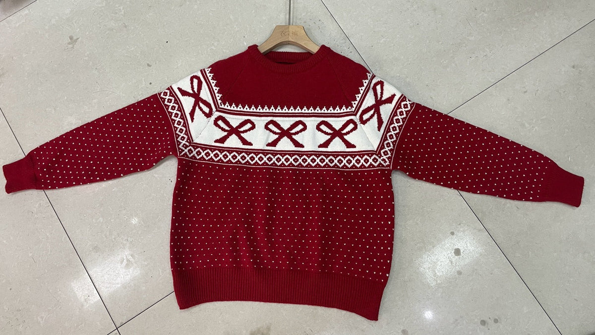 Women's autumn-winter jacquard knitted sweater by My Store, featuring a textured patterned design