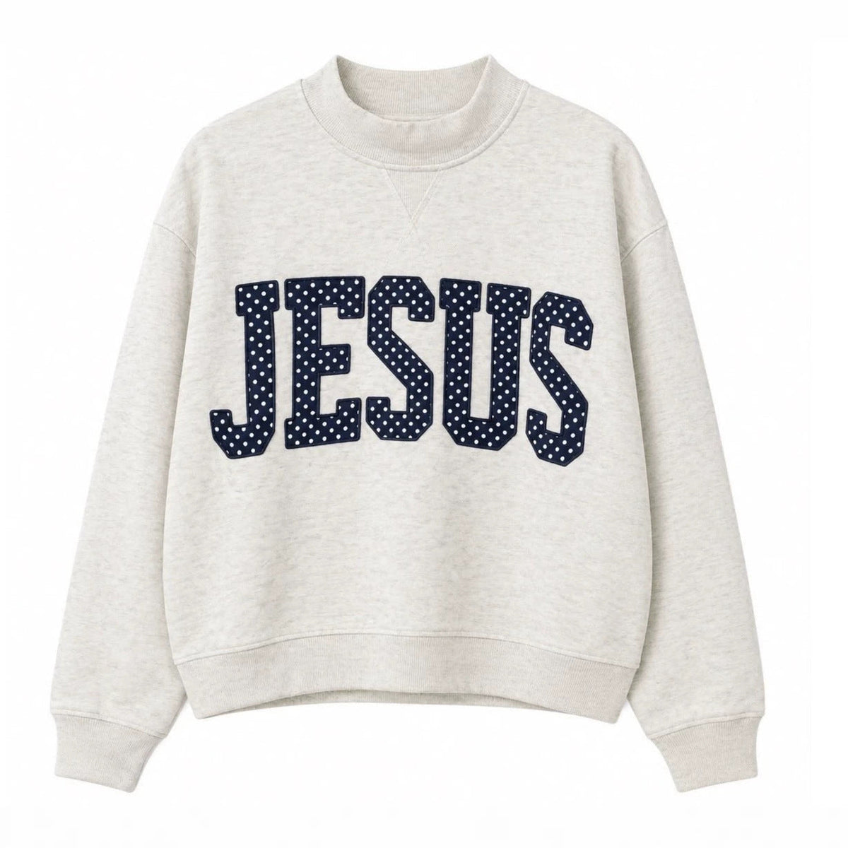 Women's embroidered letter crewneck long-sleeve sweatshirt, front view