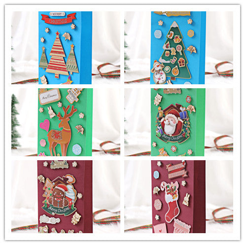 DIY Christmas greeting card with cute cartoon design and blank message area for handmade crafts