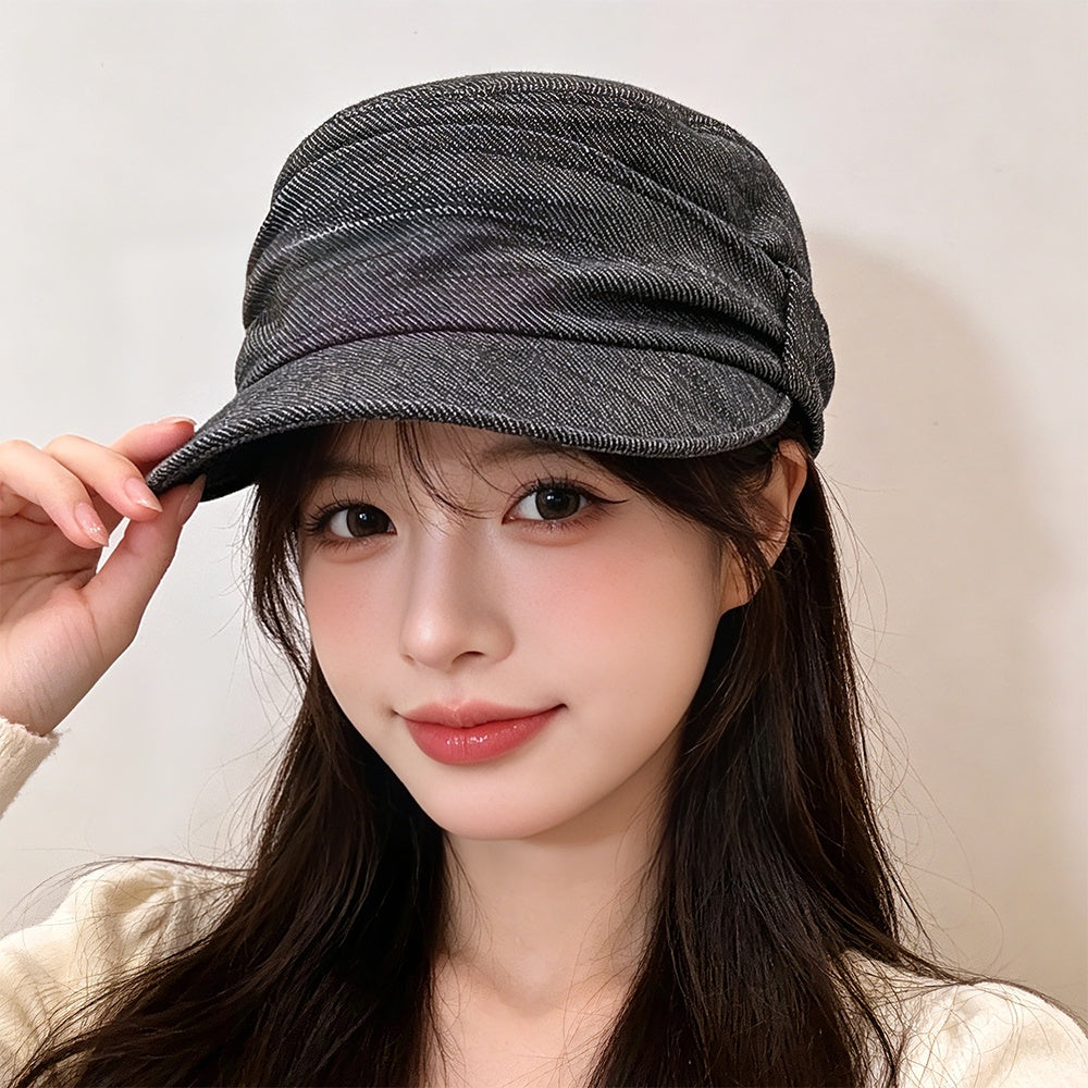 Old money style retro ruffled flat-top bowler hat for artists and painters