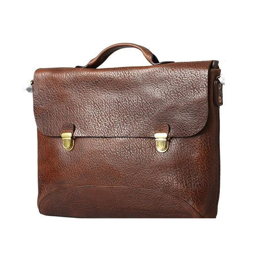 Men's genuine leather handmade retro handbag in a classic vintage design