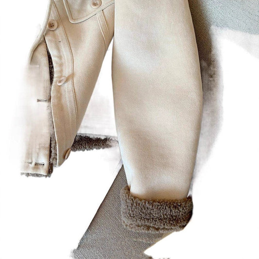 Loose thick small fur coat for women in a soft, textured design