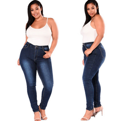 BackUPMYFILESNOW® FlexiFit Denim Skinny jeans showing close-up of dark indigo fabric and fitted style.