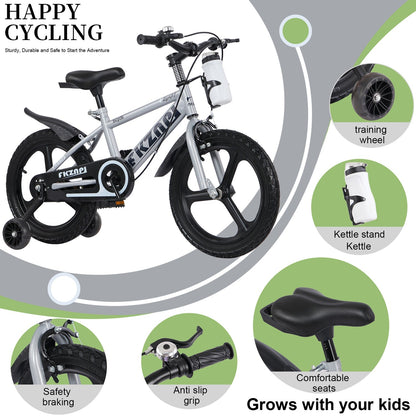 16-inch kids bike by GBruno Store with training wheels and adjustable seat, suitable for young children learning to ride.