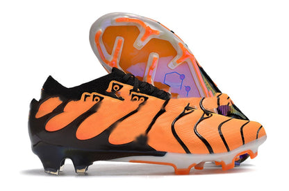 Men's waterproof knitted soccer shoes with built-in air cushion and FG studs, side view
