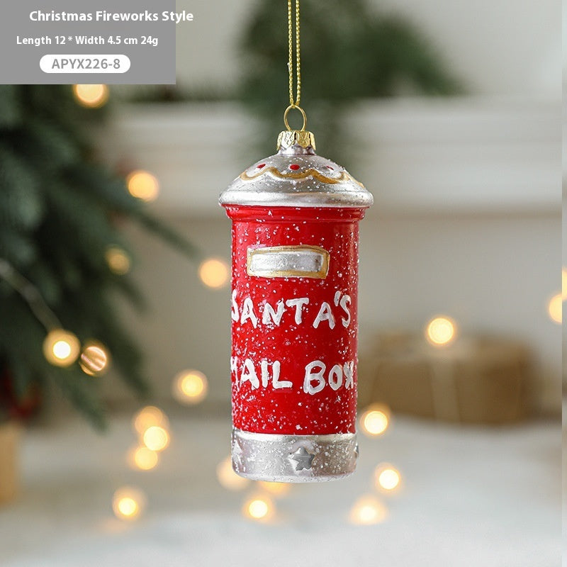Painted plastic Christmas tree pendant decoration in festive holiday design