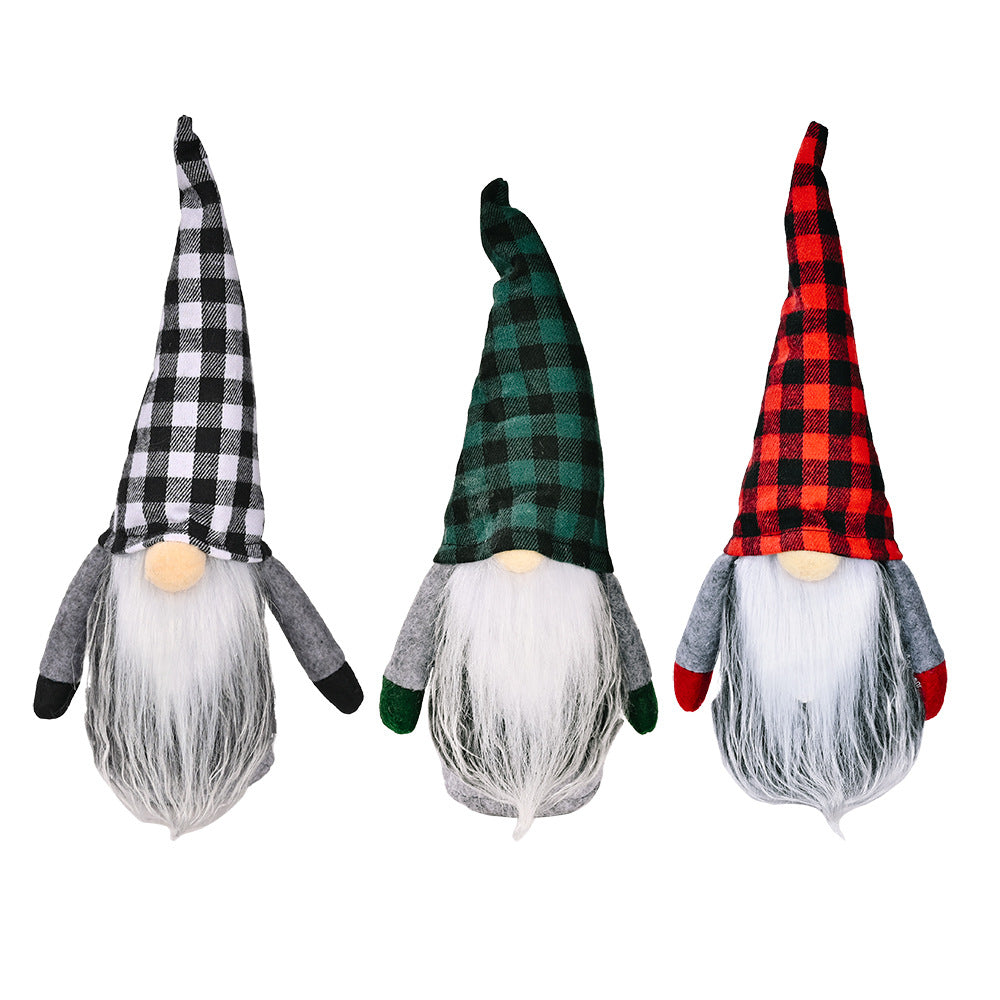 Christmas plaid hat Rudolf reindeer doll with festive holiday decoration details