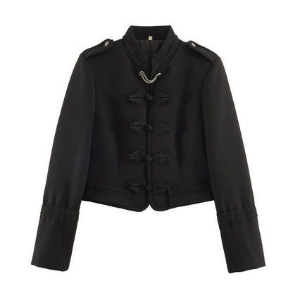 Vintage Frog-Button Lace-Patchwork Jacket Coat