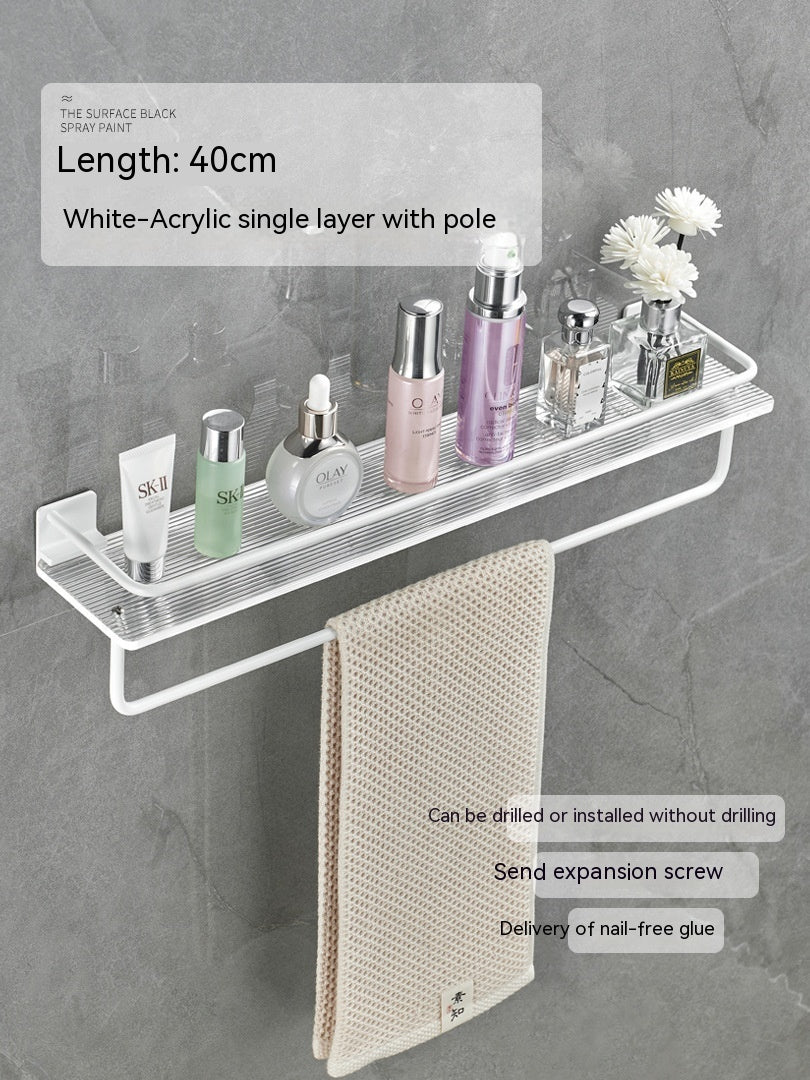 Acrylic bathroom storage rack for neatly organizing towels, clear wall-mounted design