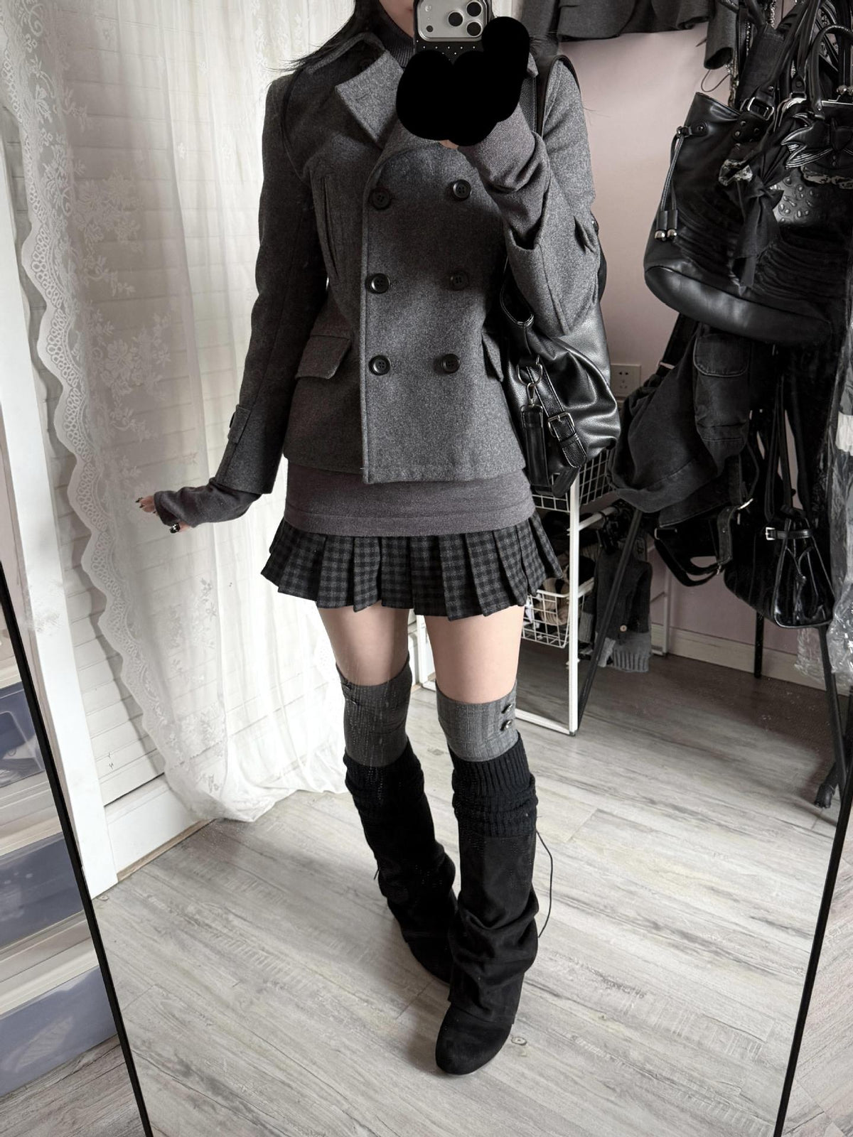 Women's short wool coat with notched lapel and double-breasted front by My Store