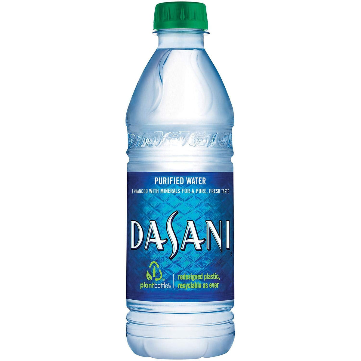 BackupMyFilesNow Dasani purified bottled water, 16.9 oz, 32-pack, clear plastic bottles with blue labels on a white background.