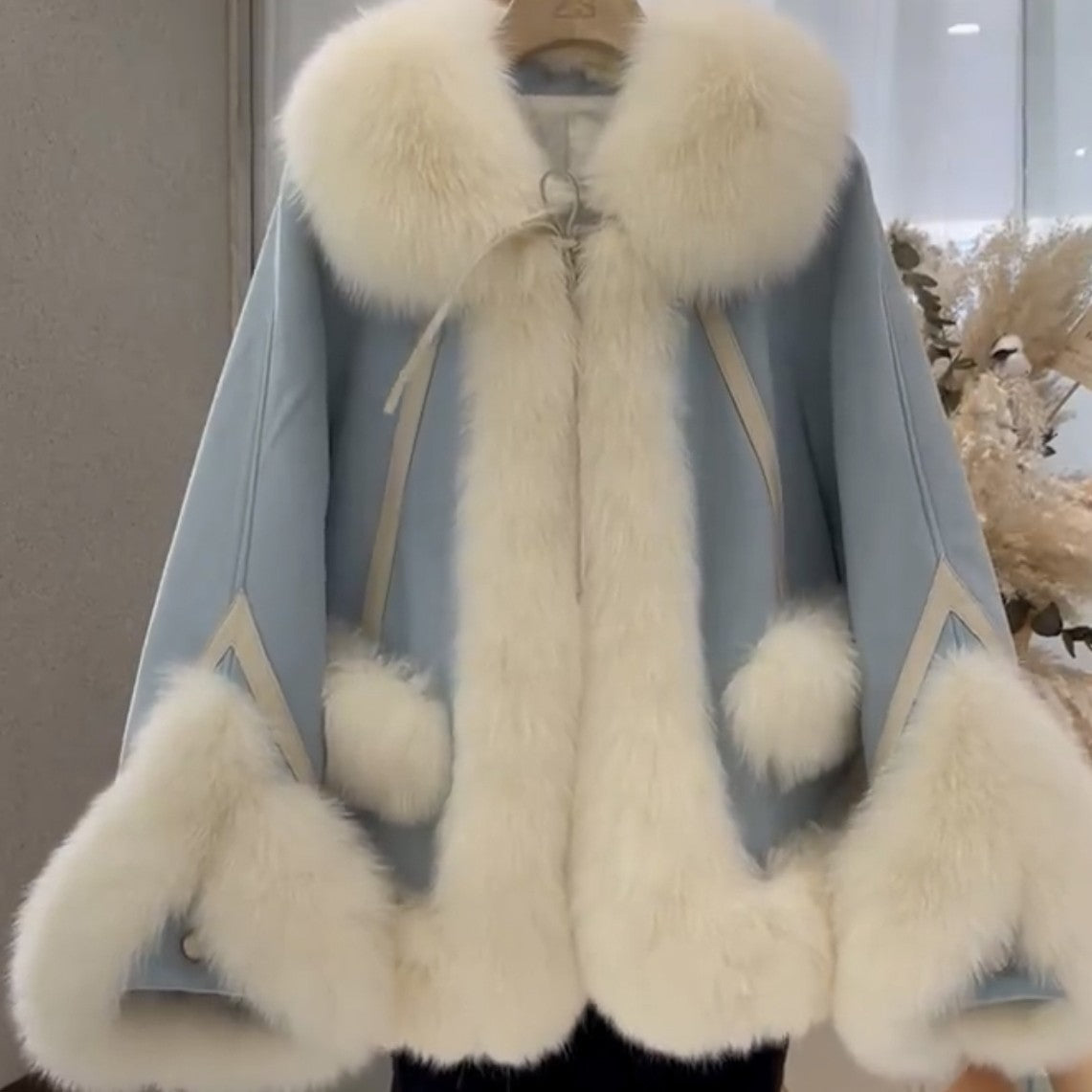Women's one piece patchwork fur coat in a textured multicolor design