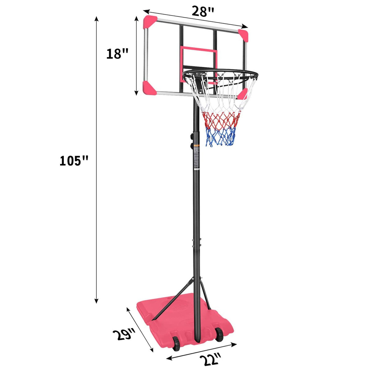 GBruno Store kids basketball hoop with adjustable height 5.6-7ft, wheels, sturdy frame, and backboard for outdoor play