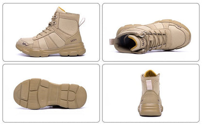 High-top labor protection shoes with anti-smash toe and anti-puncture sole, black protective footwear