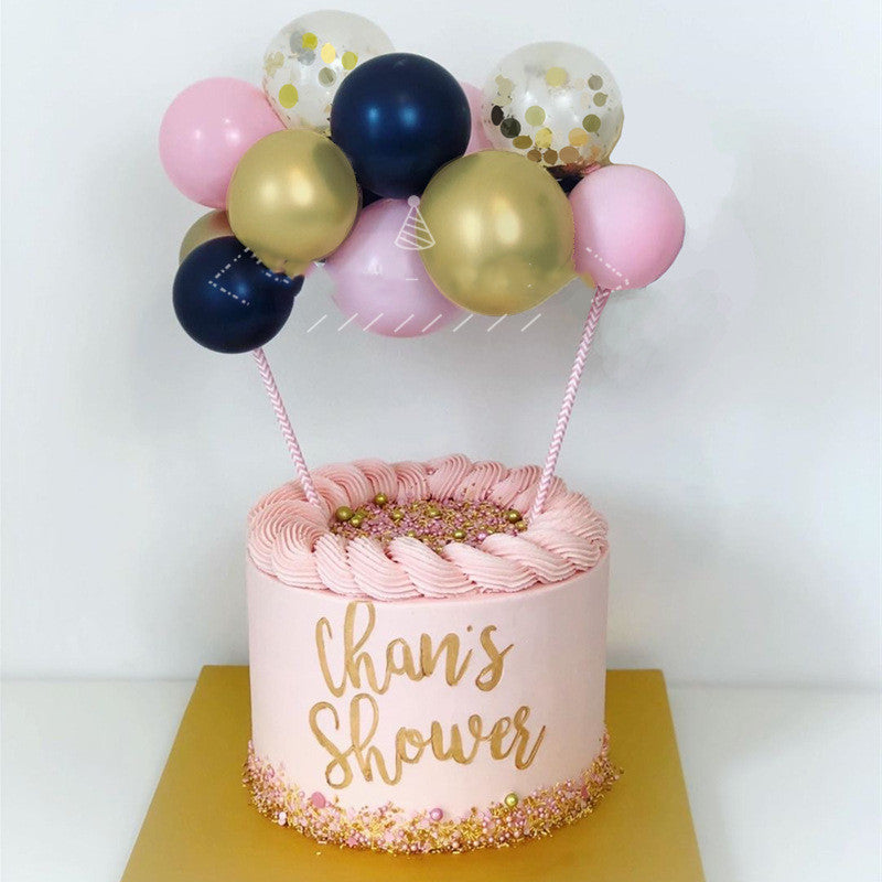 Red 5-inch sequined balloon cake decoration in net design
