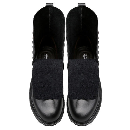 Men's leather winter boots with warm fleece lining and classic British-style design