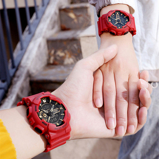Men's and women's fashion waterproof multifunctional electronic watch with digital display and durable wristband