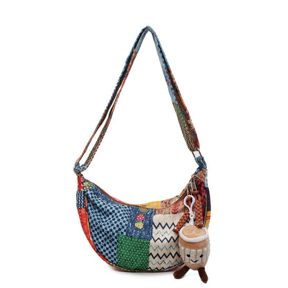 Textured casual personalized fabric crossbody bag with single-shoulder strap and fashionable design