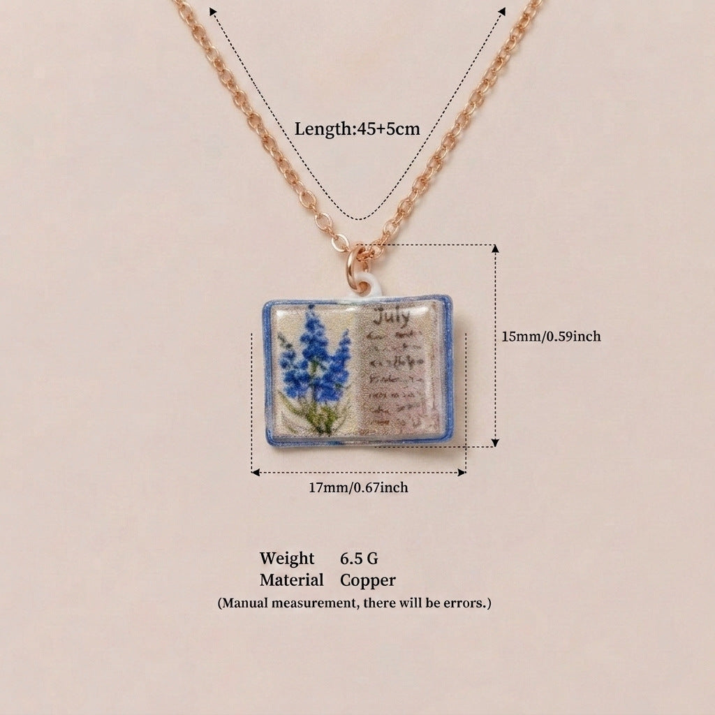 Retro book necklace for women, featuring a vintage-inspired book pendant on a delicate chain