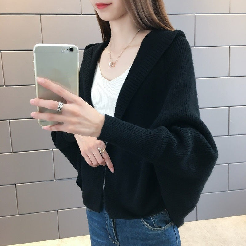 Solid-color knitted cardigan jacket for women by My Store