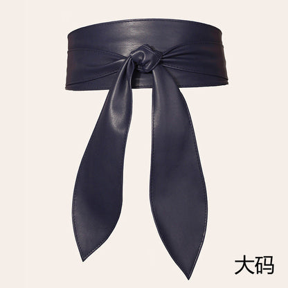 Women's wide waist tie belt with elegant bow ribbon, soft all-match design, super long style