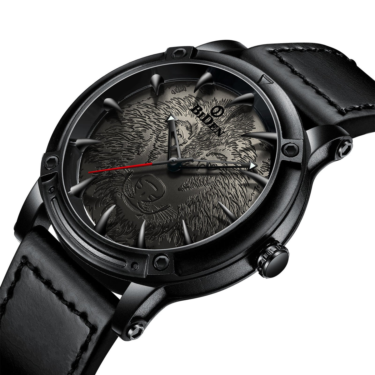 Men's solid color casual belt quartz watch with a simple round dial and adjustable strap