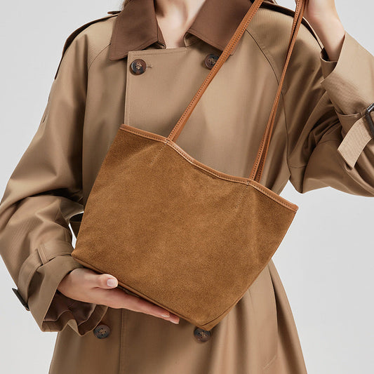 Women's large-capacity genuine leather tote bag with shoulder straps