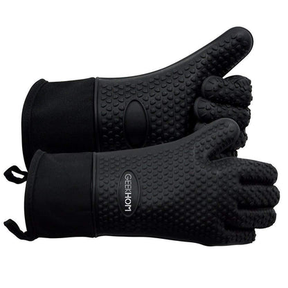 High-temperature-resistant non-slip thickened scald-proof kitchen insulated oven mitts, pair