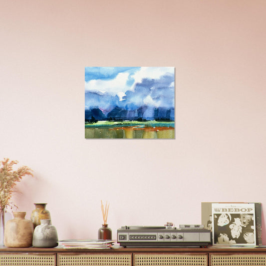 Gelato Tranquil Mountain View 4 landscape watercolor print on museum-quality matte paper, original artwork by Barbara Cleary.