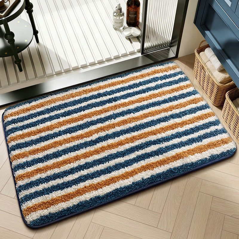 Water-absorbent non-slip geometric lattice floor mat in a neutral tone, textured surface shown flat