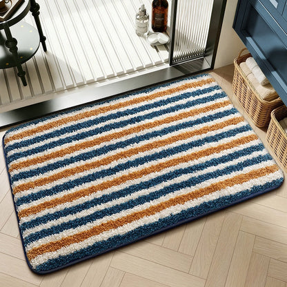 Water-absorbent non-slip geometric lattice floor mat in a neutral tone, textured surface shown flat