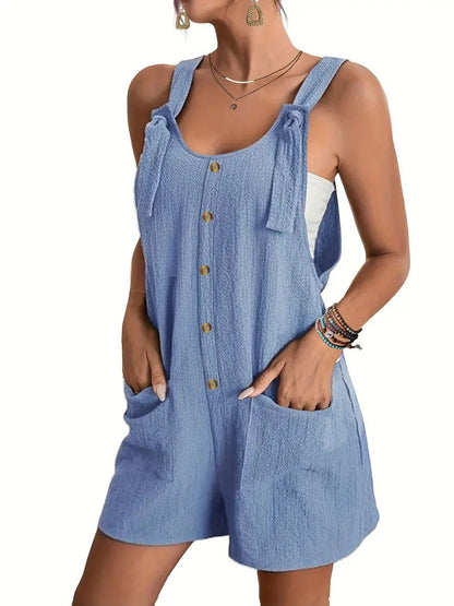 Casual stylish strap shorts jumpsuit with adjustable shoulder straps and a relaxed fit