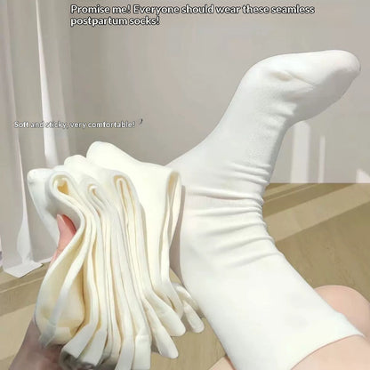 Solid-color boneless postpartum mid-calf socks for women by My Store