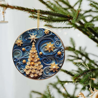 Flat curly Christmas decorations by My Store, festive curled ornaments displayed flat