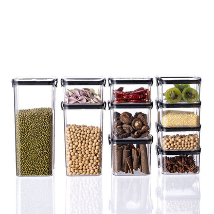 Transparent food-grade grain storage canister, stackable plastic refrigerator preservation container with sealed lid