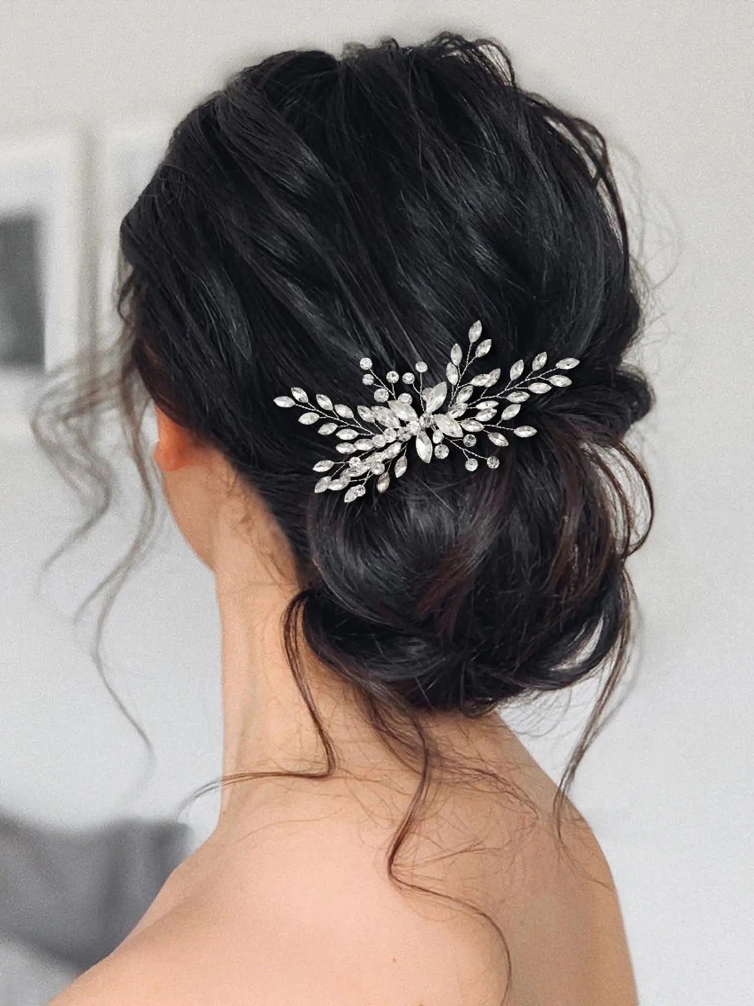 SWEETV Bride Silver Wedding Hair Comb Crystal Hair Accessories with Rhinestone Bridal Hair Clip Sparkly Hair Piece Gem Hair Accessories for Women and Girls