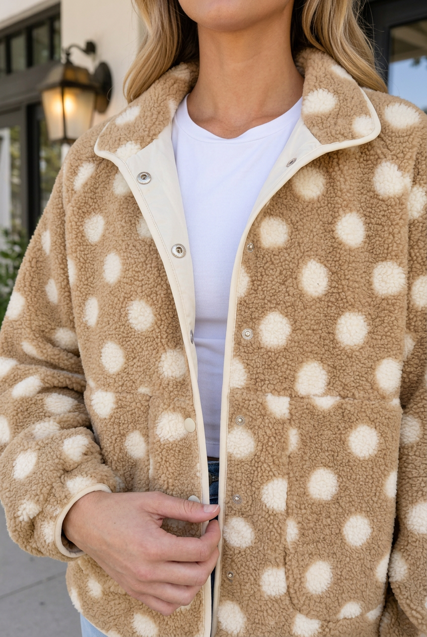 Threaded Pear Juliah placket shift silhouette jacket displayed, featuring a clean design and tailored fit.