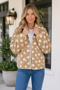 Threaded Pear Juliah placket shift silhouette jacket displayed from the front, showcasing its stylish design and clean lines.