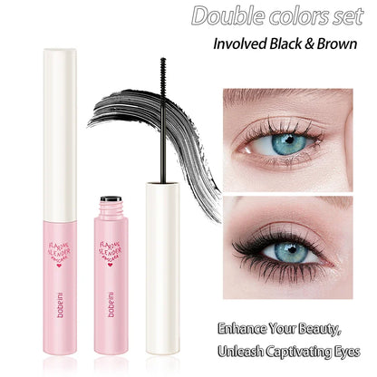 Silk Fiber Curling Mascara, Ultra-Fine Brush, Lengthening & Volumizing, Waterproof, Smudge-Proof, Long-Lasting, Unisex, Eye Safe
