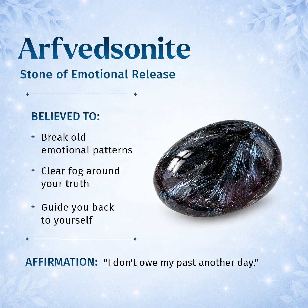 Deep healing Arfvedsonite pendant necklace by Conscious Items featuring a polished, natural gemstone on a silver chain.