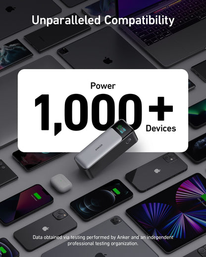 Anker 737 PowerCore 24K portable power bank with charging ports, designed for fast mobile device charging.