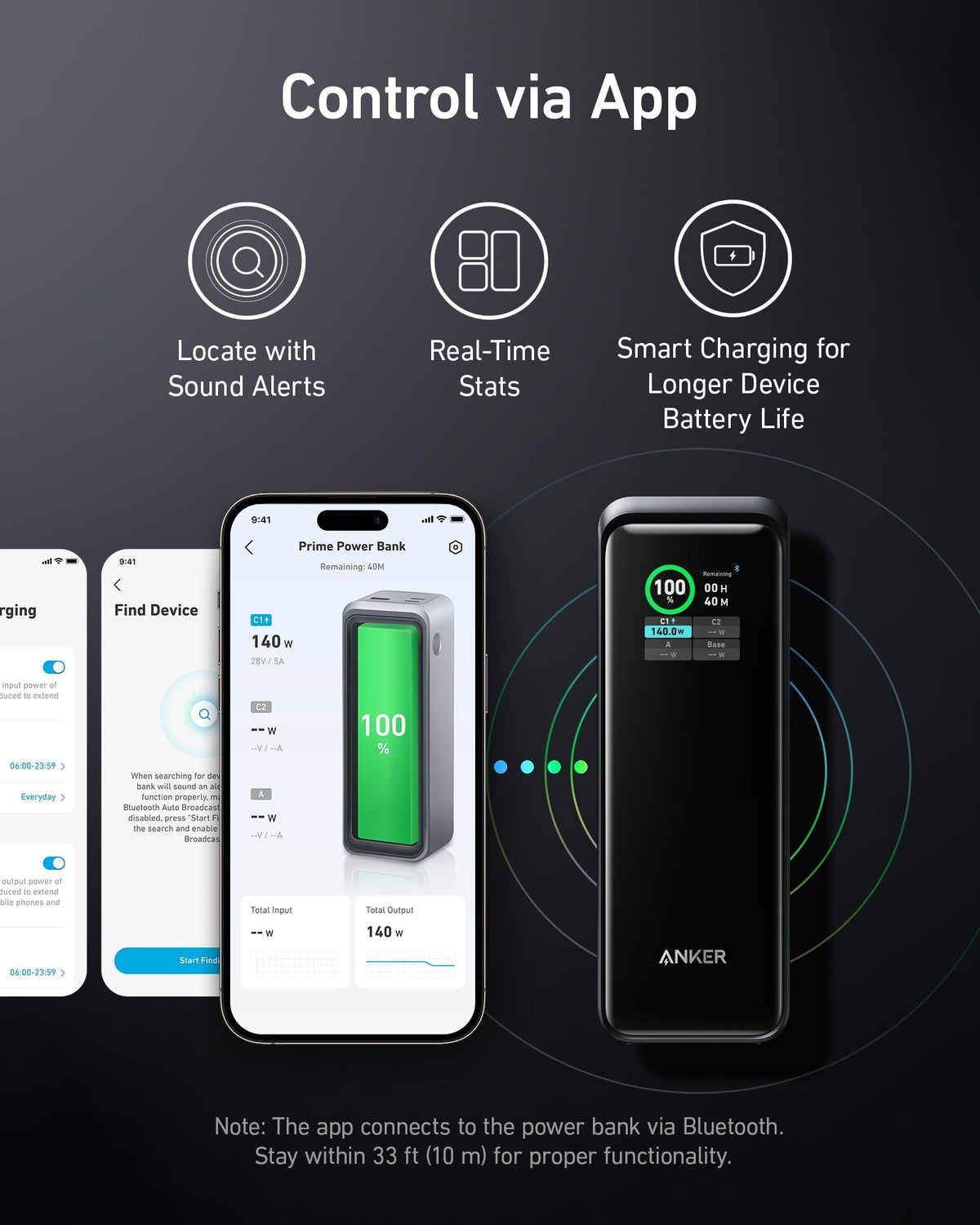 Anker Prime Power Bank 27K 250W portable charging device with multiple ports, black rectangular design for on-the-go power.