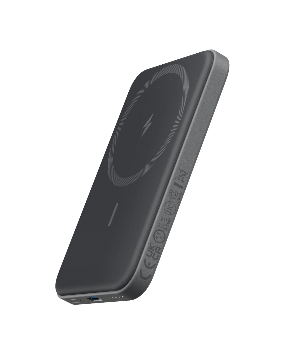 Anker 621 Magnetic Battery MagGo for charging, showing the compact power bank attached magnetically to a device.