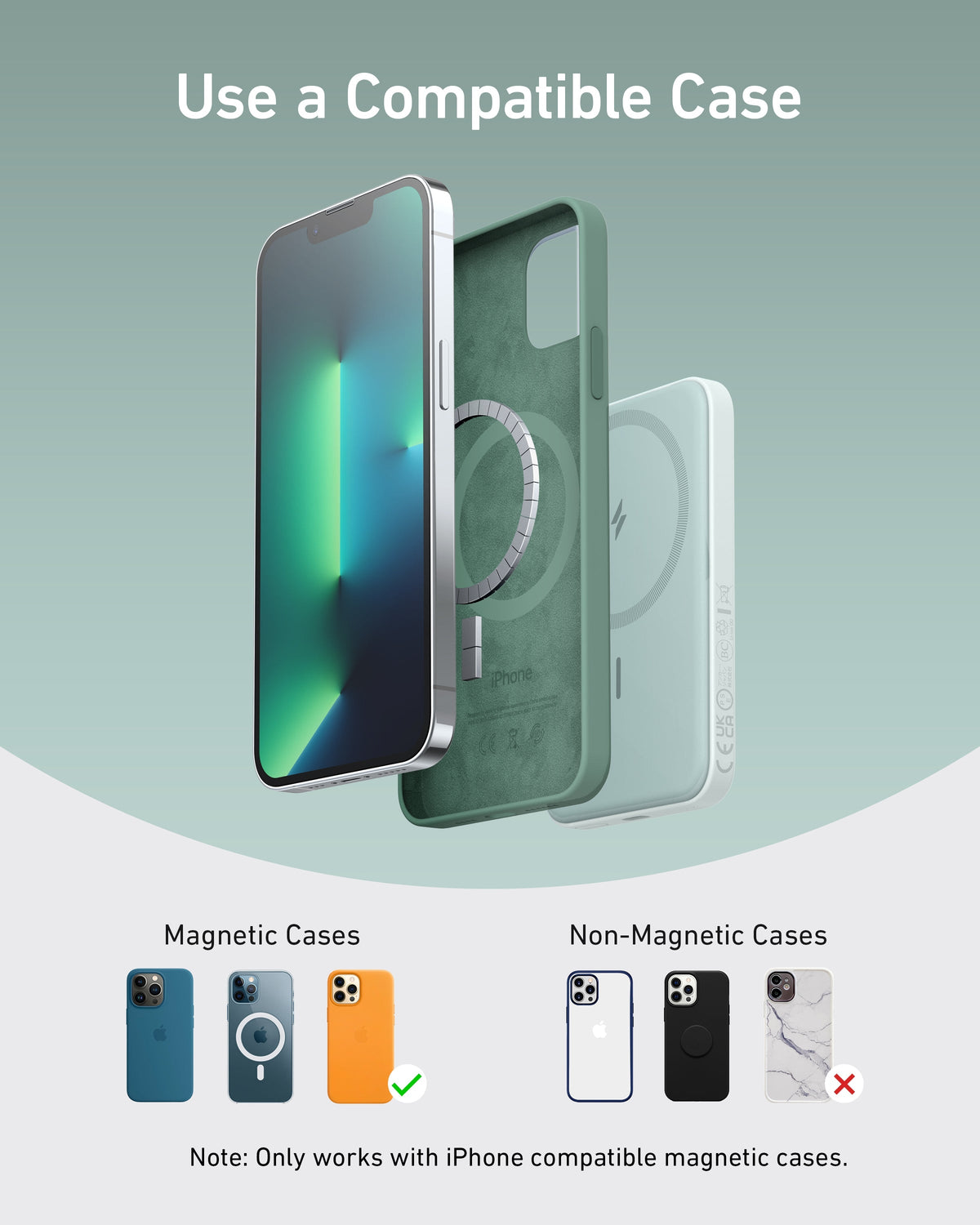 Anker 621 MagGo magnetic battery pack attached to a smartphone for portable charging.